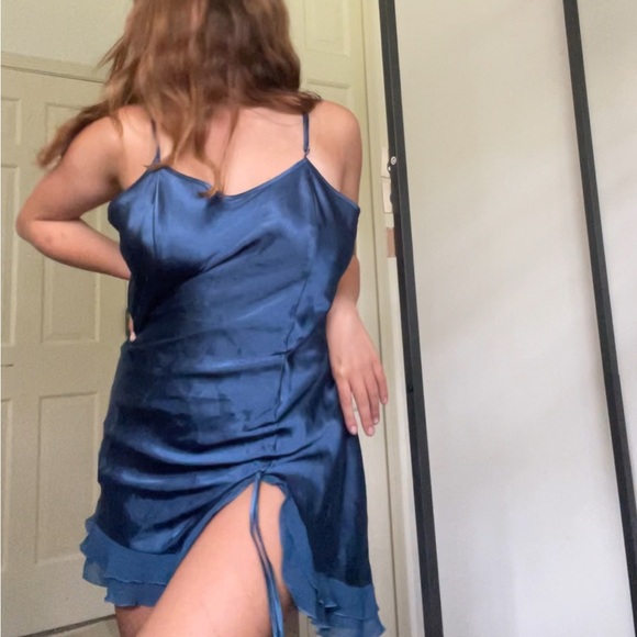 vintage blue silk slip dress - Picture 4 of 16